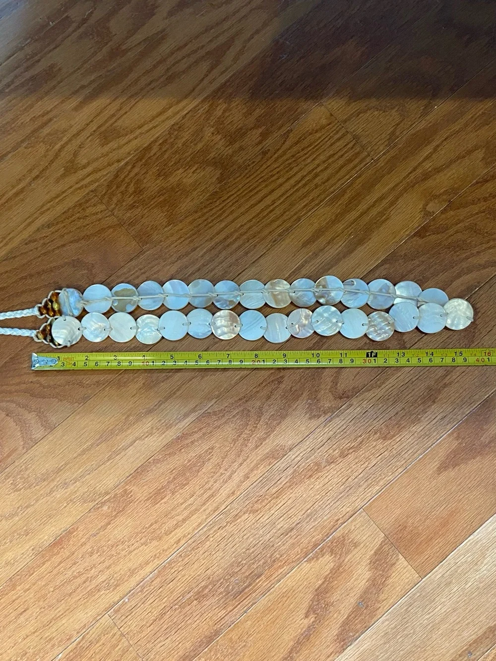 Bohemian Iridescent Nacre Coin Shell Waist Belt Resortwear Adjustable